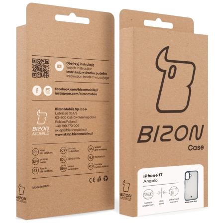 Etui Bizon Case Angelo do iPhone 17, półprzezroczyste z granatową ramką