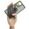 Etui z uchwytem na palec Bizon Case Hybrid Ring do Xiaomi 13 Lite, przydymione z zieloną ramką