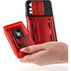 Etui Bizon Case Camshield Card Slot Ring do Poco M4 Pro 5G / Redmi Note 11S 5G, czerwone