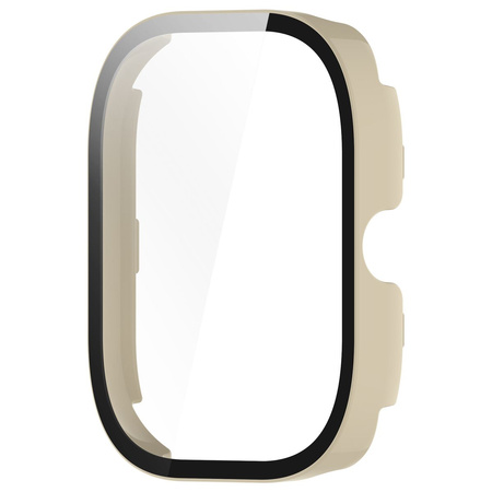 Etui ze szkłem do zegarka Bizon Case+Glass Watch do Xiaomi Redmi Watch 5, beżowe