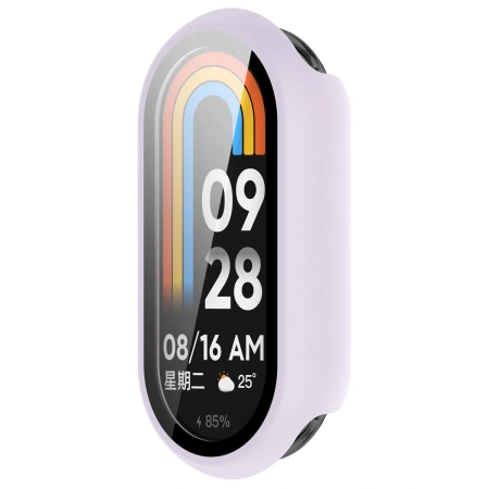 Etui ze szkłem do zegarka Bizon Case+Glass Watch do Xiaomi Smart Band 10, jasnofioletowe