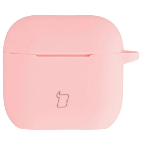 Silikonowe etui z karabińczykiem Bizon Case Headphone Silicone do AirPods 4, jasnoróżowe