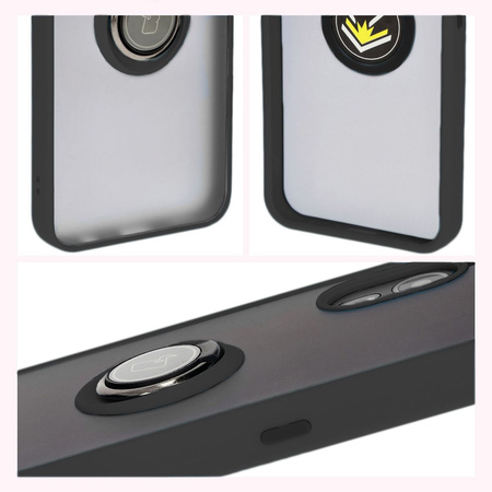 Etui z uchwytem na palec Bizon Case Hybrid Ring do Galaxy Xcover7, przydymione z czarną ramką