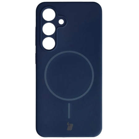 Silikonowe etui z pierścieniem magnetycznym Bizon Soft Case Magnetic do Galaxy S24, granatowe