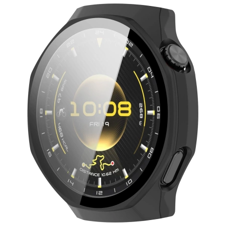 Etui ze szkłem do zegarka Bizon Case+Glass Watch do Huawei Watch GT6 Pro 46 mm, matowe czarne