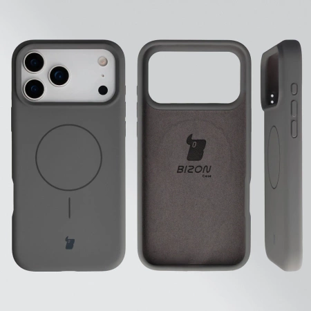 Silikonowe etui z pierścieniem magnetycznym Bizon Soft Case Magnetic do iPhone 17 Pro Max, grafitowe