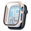 Etui ze szkłem do zegarka Bizon Case+Glass Watch do Apple Watch SE 3 / SE 2 / SE / 6 / 5 / 4 (44 mm), matowe różowe