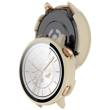 Etui ze szkłem do zegarka Bizon Case+Glass Watch do OnePlus Watch 3 43 mm, beżowe