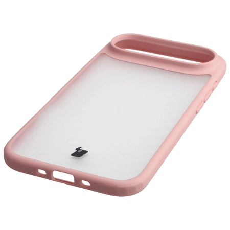 Etui Bizon Case Angelo do iPhone Air, półprzezroczyste z jasnoróżową ramką