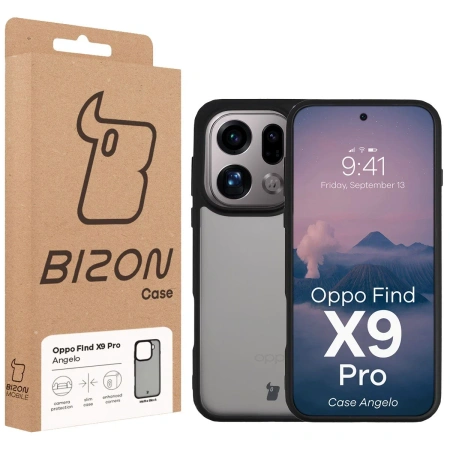 Etui Bizon Case Angelo do Oppo Find X9 Pro, przydymione z czarną ramką