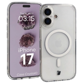 Etui z pierścieniem magnetycznym Bizon Case CrystalO do iPhone 17, przezroczyste