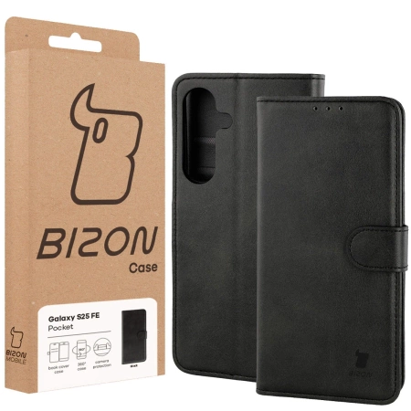 Etui z klapką Bizon Case Pocket do Galaxy S25 FE, czarne