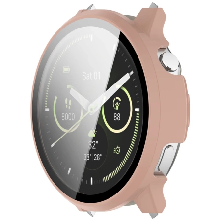 Etui ze szkłem do zegarka Bizon Case Watch Adamo do Garmin Venu 4 41 mm, różowe