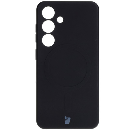 Silikonowe etui z pierścieniem magnetycznym Bizon Case Silicone Magnetic do Galaxy S25 / Galaxy S24, czarne