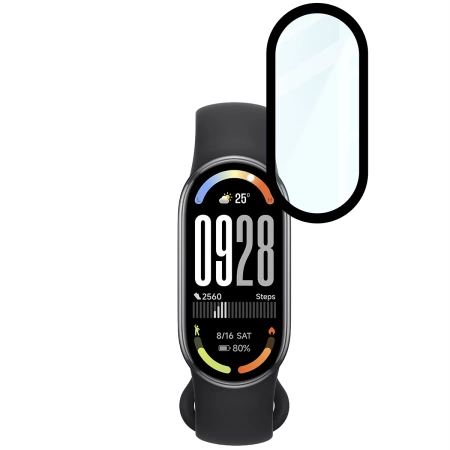 Szkło hybrydowe Bizon Glass Watch Edge Hybrid dla Xiaomi Smart Band 10, czarne