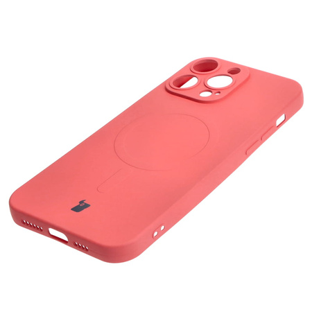 Etui silikonowe z pierścieniem magnetycznym Bizon Case Silicone Magnetic do iPhone 14 Pro Max, brudnoróżowe