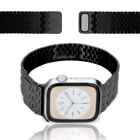 Pasek ze stali nierdzewnej Bizon Strap Watch Titanium do Apple Watch 38/40/41/42 mm, czarny