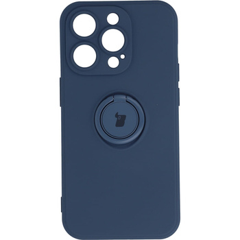 Etui Bizon Case Silicone Ring Sq do iPhone 14 Pro, granatowe