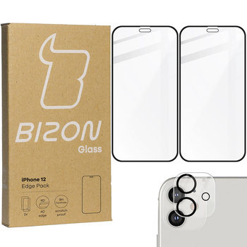 2x Szkło + szybka na aparat Bizon Edge Pack do iPhone 12