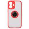 Etui z uchwytem na palec Bizon Case Hybrid Ring do iPhone 16, przydymione z czerwoną ramką