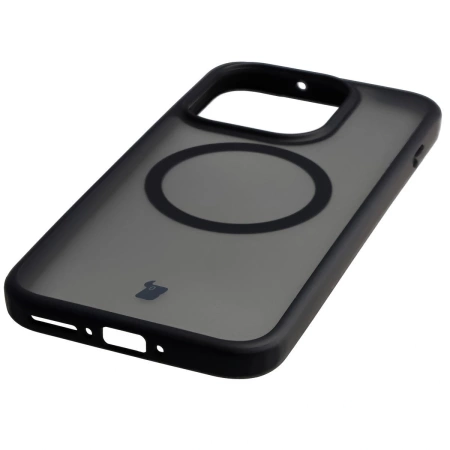 Etui z pierścieniem magnetycznym Bizon Case MatteO do OnePlus 15, przydymione-czarne