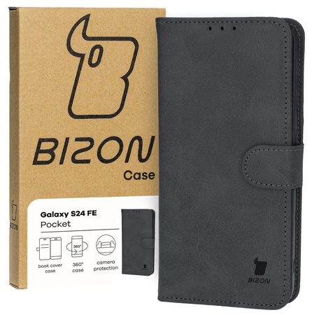 Etui z klapką Bizon Case Pocket do Galaxy S24 FE, czarne