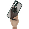 Etui z uchwytem na palec Bizon Case Hybrid Ring do Motorola Moto G52 / G82, przydymione z ciemnozieloną ramką