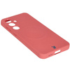 Silikonowe etui z pierścieniem magnetycznym Bizon Case Silicone Magnetic do Galaxy S25 / S24, brudnoróżowe