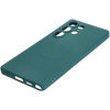 Silikonowe etui z pierścieniem magnetycznym Bizon Case Silicone Magnetic do Galaxy S25 Ultra, ciemnozielone