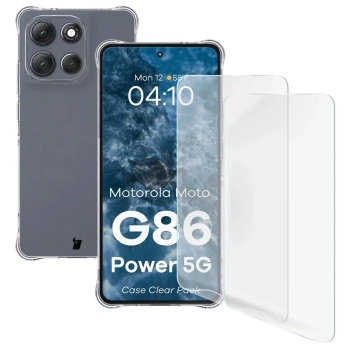 Elastyczne etui + 2x folia na ekran Bizon Case Clear Pack do Motorola Moto G86 Power 5G