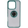 Etui z uchwytem na palec Bizon Case Hybrid Ring do Honor 400 Lite, przydymione z ciemnozieloną ramką