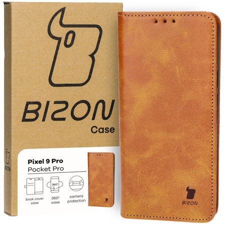 Etui z klapką Bizon Case Pocket Pro do Google Pixel 9 Pro, brązowe