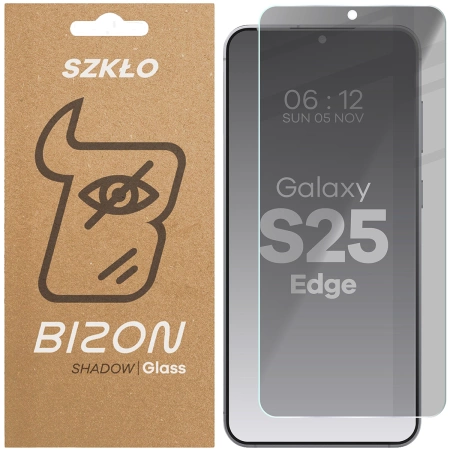 Prywatyzujące szkło hartowane Bizon Glass Clear Shadow do Samsung Galaxy S25 Edge, przyciemniane