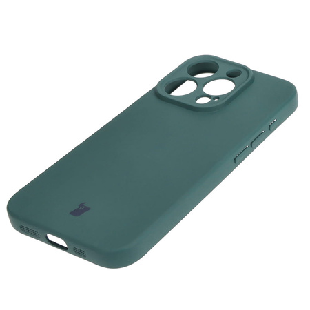 Etui Bizon Case Silicone do iPhone 15 Pro, ciemnozielone