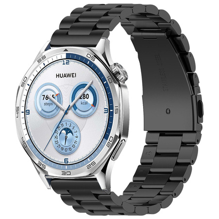 Pasek ze stali nierdzewnej do smartwatcha, Bizon Strap Watch Aura, Quick Release 22 mm, czarny
