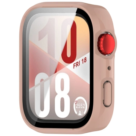 Etui ze szkłem do zegarka Bizon Case+Glass Watch do Huawei Watch Fit 4, różowe