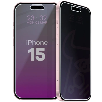 Prywatyzujące szkło hybrydowe Bizon Glass Mule Shadow do iPhone 15, matowe