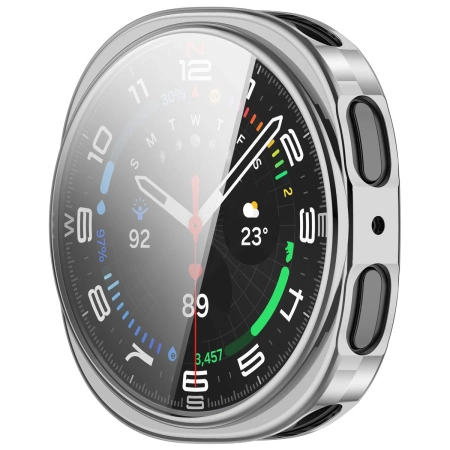 Etui z osłoną ekranu Bizon Case Watch Felipe do Galaxy Watch 8 40 mm, srebrne