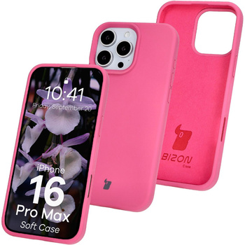 Silikonowe etui Bizon Soft Case do iPhone 16 Pro Max, fuksja