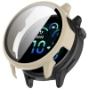 Etui ze szkłem do zegarka Bizon Case+Glass Watch do Garmin Vivoactive 6, beżowe