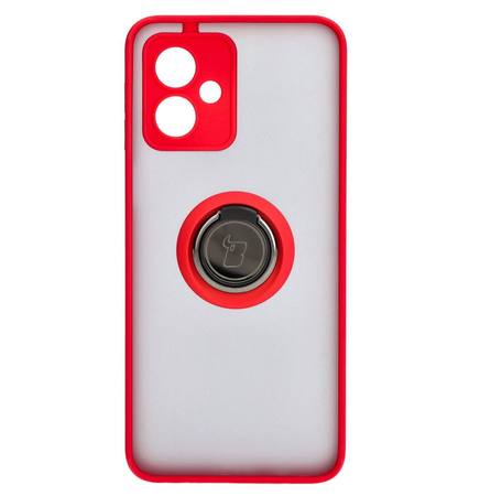 Etui z uchwytem na palec Bizon Case Hybrid Ring do Motorola Moto G54 5G/G54 Power, przydymione z czerwoną ramką