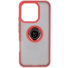 Etui z uchwytem na palec Bizon Case Hybrid Ring do Honor 400 Lite, przydymione z czerwoną ramką