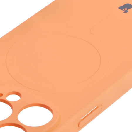 Etui silikonowe z pierścieniem magnetycznym Bizon Case Silicone Magnetic do iPhone 15 Pro, marchewkowe