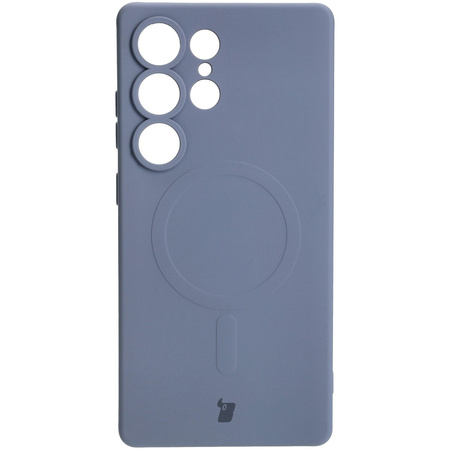 Silikonowe etui z pierścieniem magnetycznym Bizon Case Silicone Magnetic do Galaxy S25 Ultra, szare