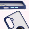 Etui z uchwytem na palec Bizon Case Hybrid Ring do Galaxy A26 5G, przydymione z granatową ramką