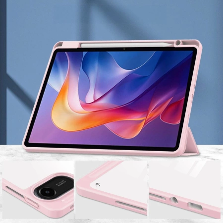 Etui z klapką Bizon Case Tab Clear Matt do Xiaomi Redmi Pad 2, różowe