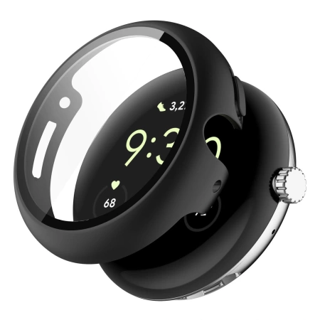 Etui ze szkłem do zegarka Bizon Case+Glass Watch do Google Pixel Watch 4 41 mm, matowe czarne