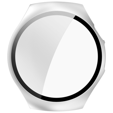 Etui ze szkłem do zegarka Bizon Case+Glass Watch do Huawei Watch 5 42 mm, satynowe srebrne
