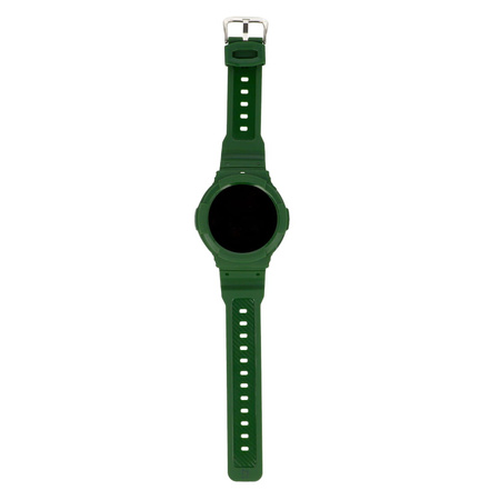Etui z paskiem Bizon Strap + Case Watch Action do Galaxy Watch 4 / 5 44 mm, ciemnozielone