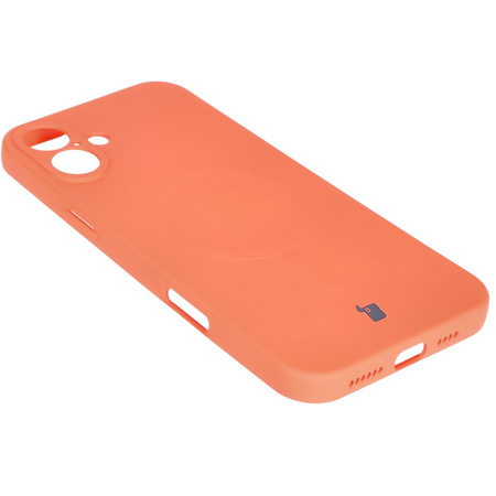 Silikonowe etui z pierścieniem magnetycznym Bizon Case Silicone Magnetic do iPhone 16, marchewkowe